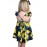 Navy Blue Lemon Print Girls’ Sundress