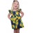 Navy Blue Lemon Print Girls’ Sundress