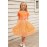 Orange Short Sleeves Floral Bodice Empire Waist Kids' Tulle Dress