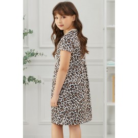 Little Girls' Leopard Print Short Sleeve Mini Dress