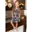Gray Little Girls' Ruffle Sleeve Floral Dress with Pockets