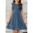 Blue Ruffled Empire Waist Pleated Flowy Kid Dress