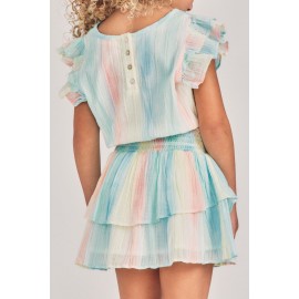 Multicolor Little Girl Pastel Striped Mini Dress
