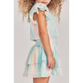Multicolor Little Girl Pastel Striped Mini Dress