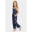 Blue Sleeveless Spaghetti Straps Floral Print Girl's Jumpsuit