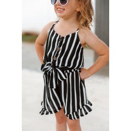 Black Striped Spaghetti Straps Little Girl Romper