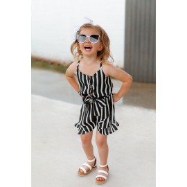 Black Striped Spaghetti Straps Little Girl Romper