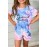Sky Blue Anti-social Butterfly Tie Dye Print Girl's Romper