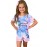 Sky Blue Anti-social Butterfly Tie Dye Print Girl's Romper