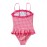 Ruffle Trim Red Plaid Little Girls Swimsuit