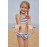 Navy Blue Striped Cross Back Bikini for Little Girls