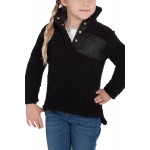 Black Sherpa Pullover for Little Girl