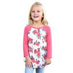 Pink Kids Floral Baseball Top