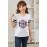 White Baseball Letter Graphic Print Striped Short Sleeve Girl's T Shirt