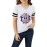 White Baseball Letter Graphic Print Striped Short Sleeve Girl's T Shirt