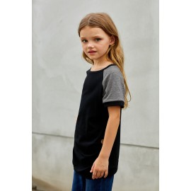 Black Raglan Sleeve Kid Tee with Side Buttons