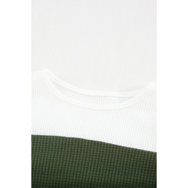 Green Colorblock Pullover Little Girl Long Sleeve Top