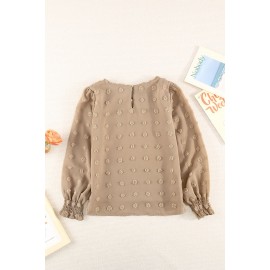 Swiss Dot Lace Splicing Long Sleeve Girl's Blouse
