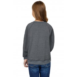 Gray Raglan Sleeve Pullover Kids Sweatshirt