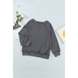 Gray Raglan Sleeve Pullover Kids Sweatshirt
