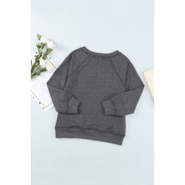 Gray Raglan Sleeve Pullover Kids Sweatshirt