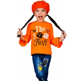 Halloween The Boo Crew Long Ruffle Sleeve Girls Top