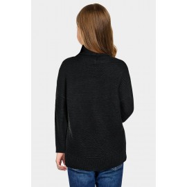 Black Turtleneck Knitted Girls Sweater