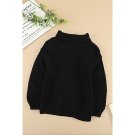 Black Turtleneck Knitted Girls Sweater