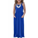 Blue Girls Suspender Pocket Dress