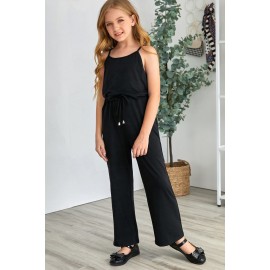 Black Spaghetti Strap Wide Leg Girls Jumpsuit