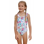 Plunge V Back Floral Pattern Maillot for Kid Girls