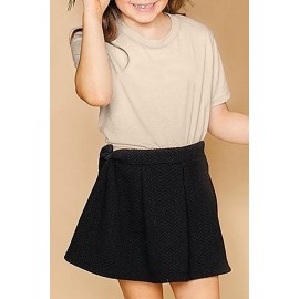 Apricot Solid Color Short Sleeve Crewneck Kid's Tee