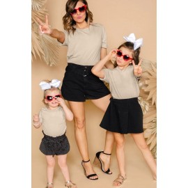 Apricot Solid Color Short Sleeve Crewneck Kid's Tee