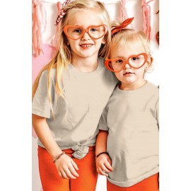 Apricot Solid Color Short Sleeve Crewneck Kid's Tee