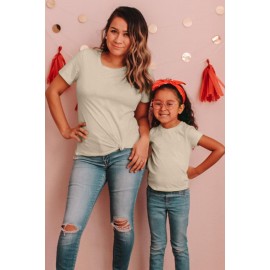 Apricot Solid Color Short Sleeve Crewneck Kid's Tee