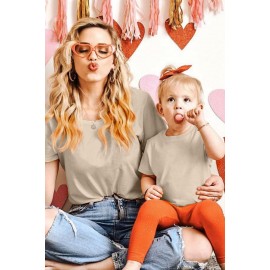 Apricot Solid Color Short Sleeve Crewneck Kid's Tee